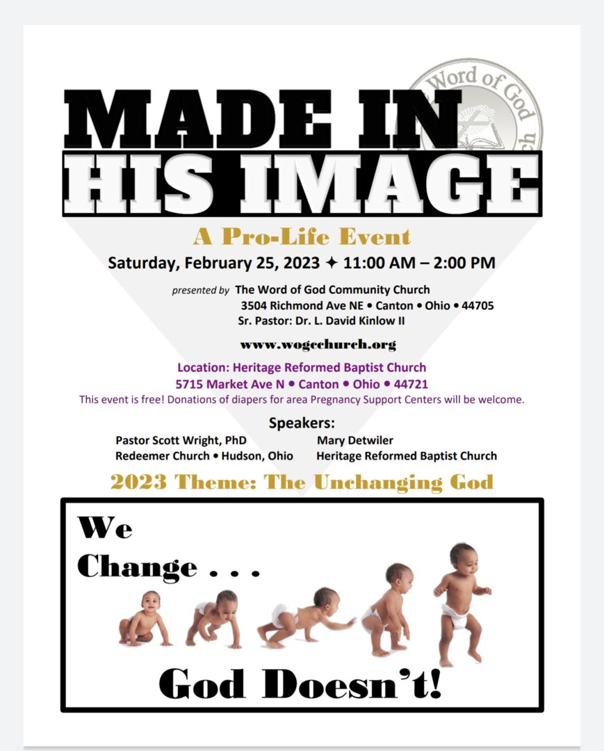 Made In His Image: God Does not Change!, Canton, Ohio, United States