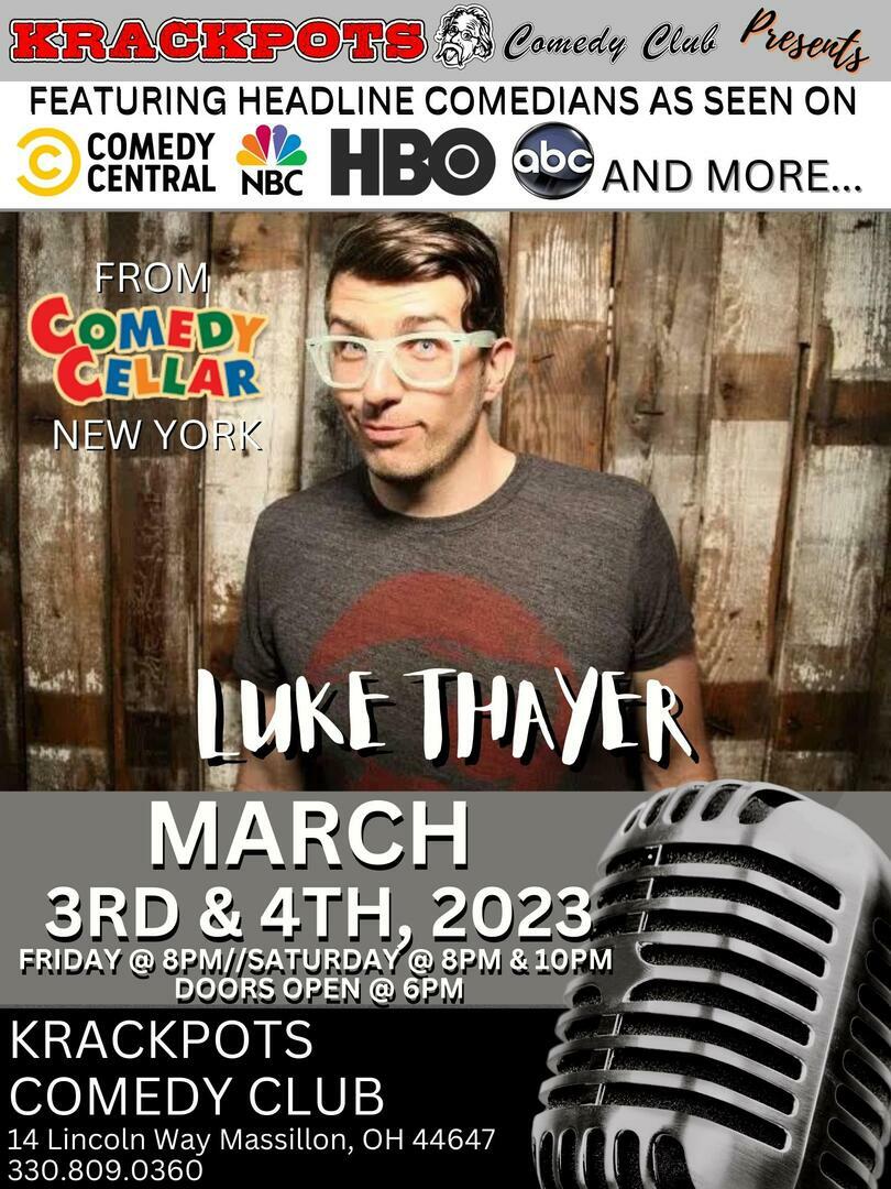 Comedian Luke Thayer at Krackpots Comedy Club, Massillon, Massillon, Ohio, United States