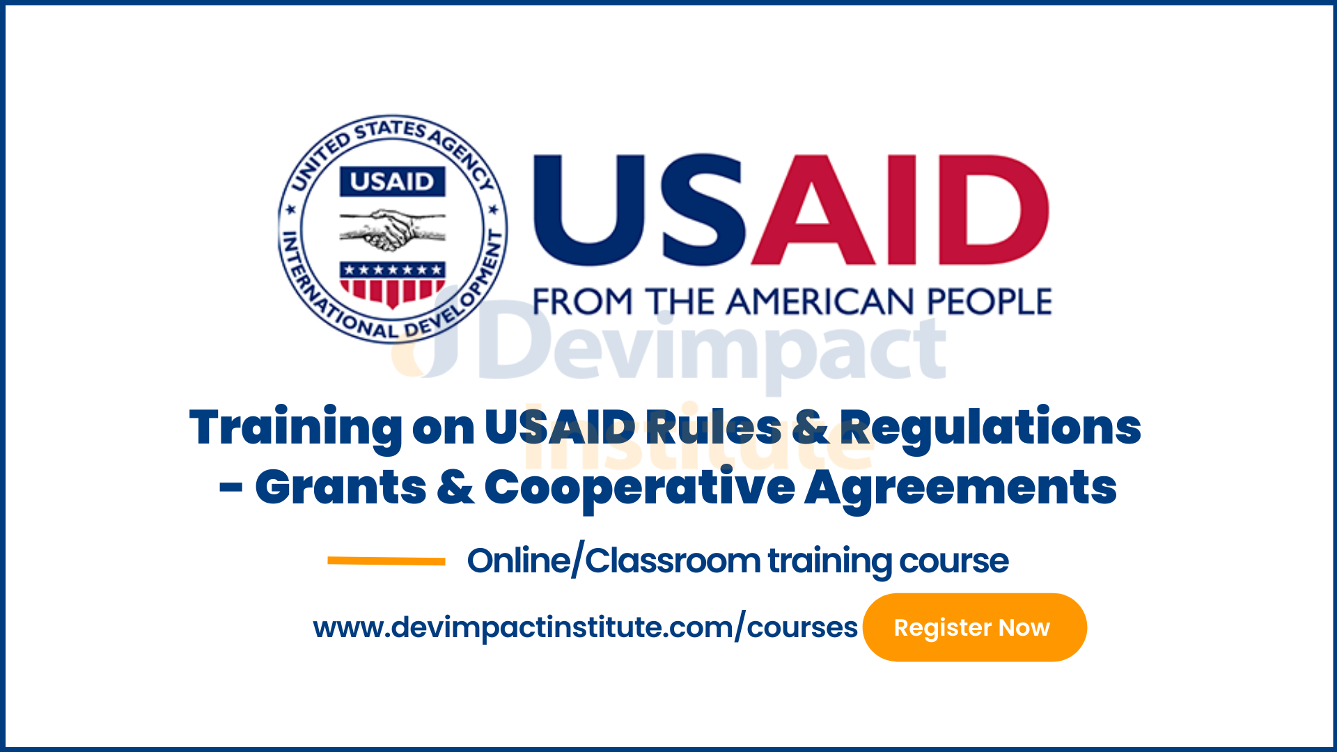 Training on USAID Rules & Regulations - Grants & Cooperative Agreements, Online Event