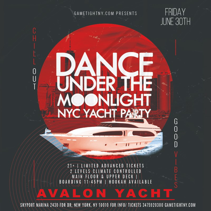 Dance under the Moonlight NYC Avalon Yacht Midnight Friday Skyport Marina, New York, United States