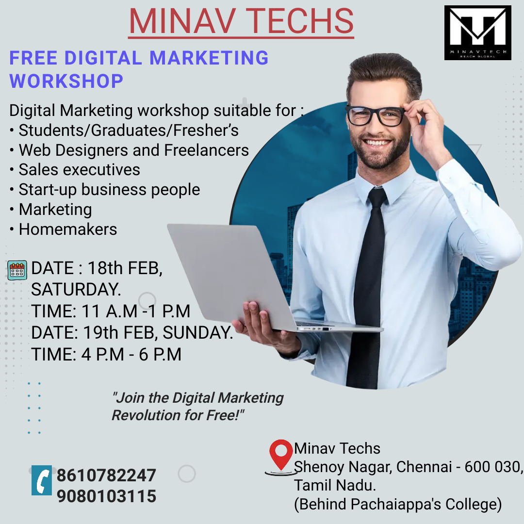 Free digital marketing workshop, Chennai, Tamil Nadu, India