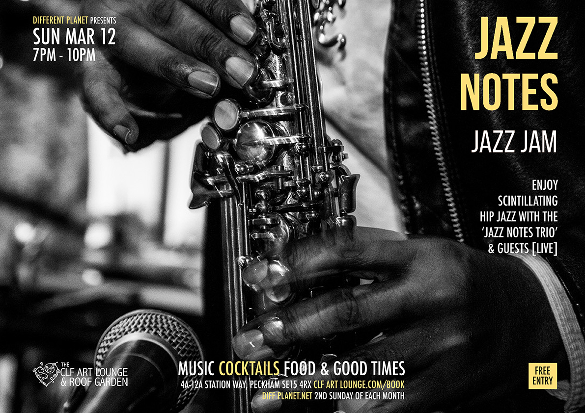 Different Planet presents Jazz Notes Jam (2nd Sun each month), Free Entry, Greater London, England, United Kingdom