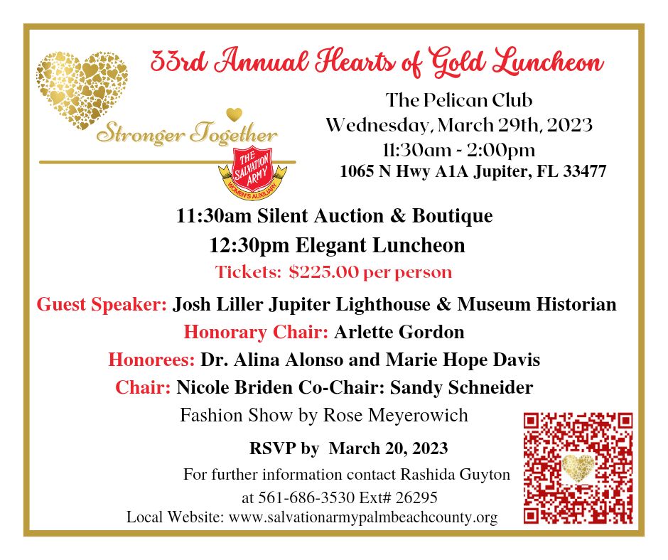 The Salvation Army Women's Auxiliary Hearts of Gold Luncheon, Jupiter, Florida, United States