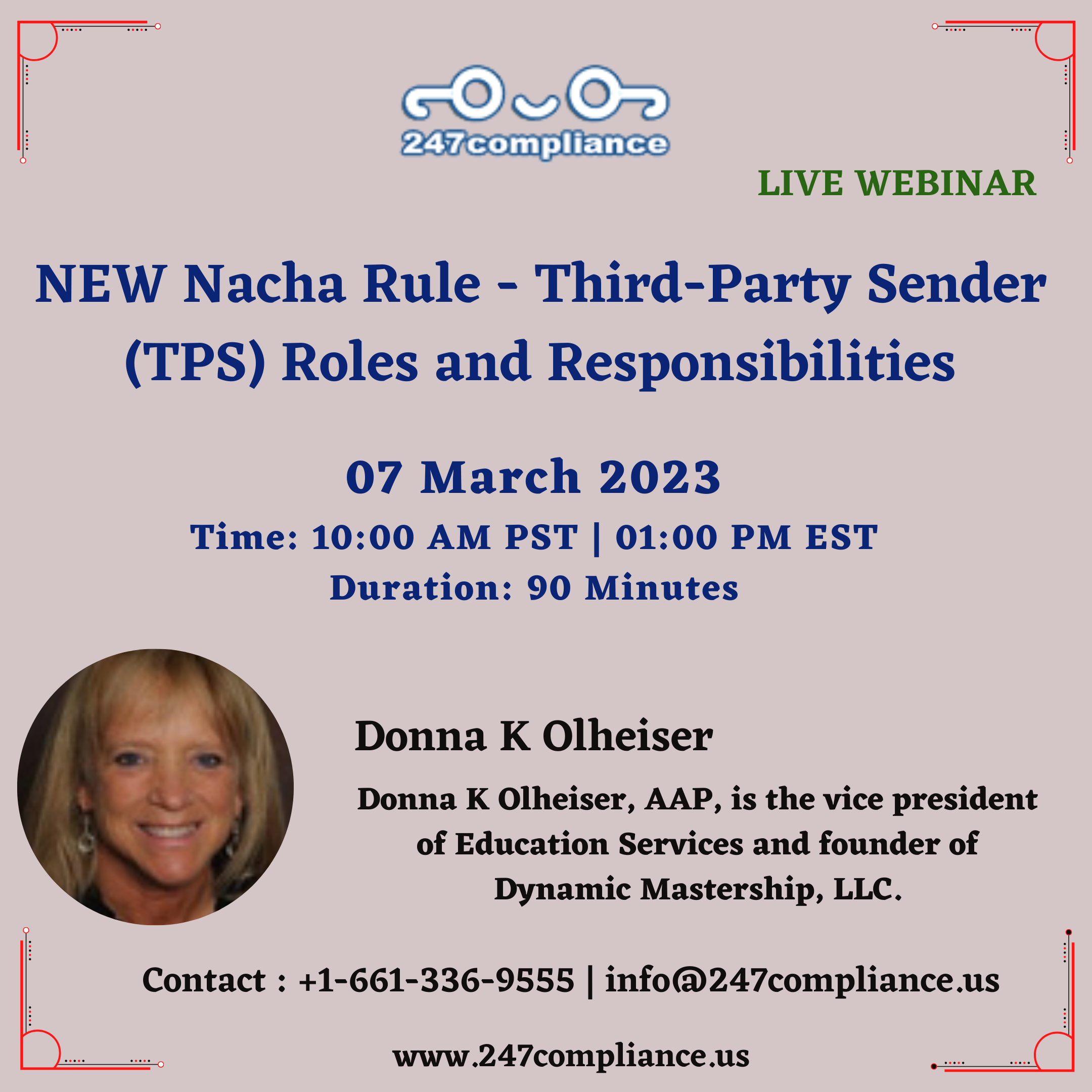 NEW Nacha Rule - Third-Party Sender (TPS) Roles and Responsibilities, Online Event