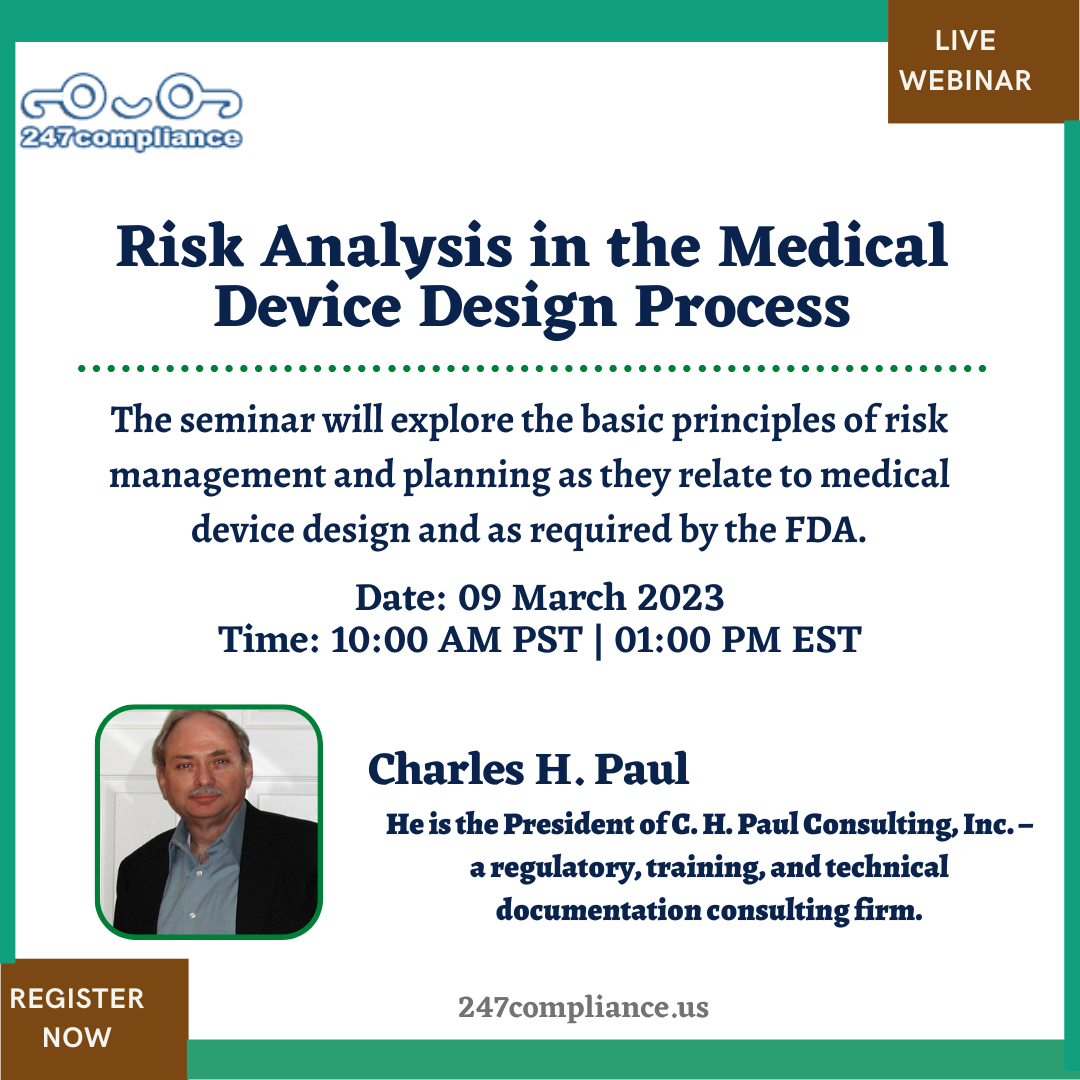 Risk Analysis in the Medical Device Design Process, Online Event