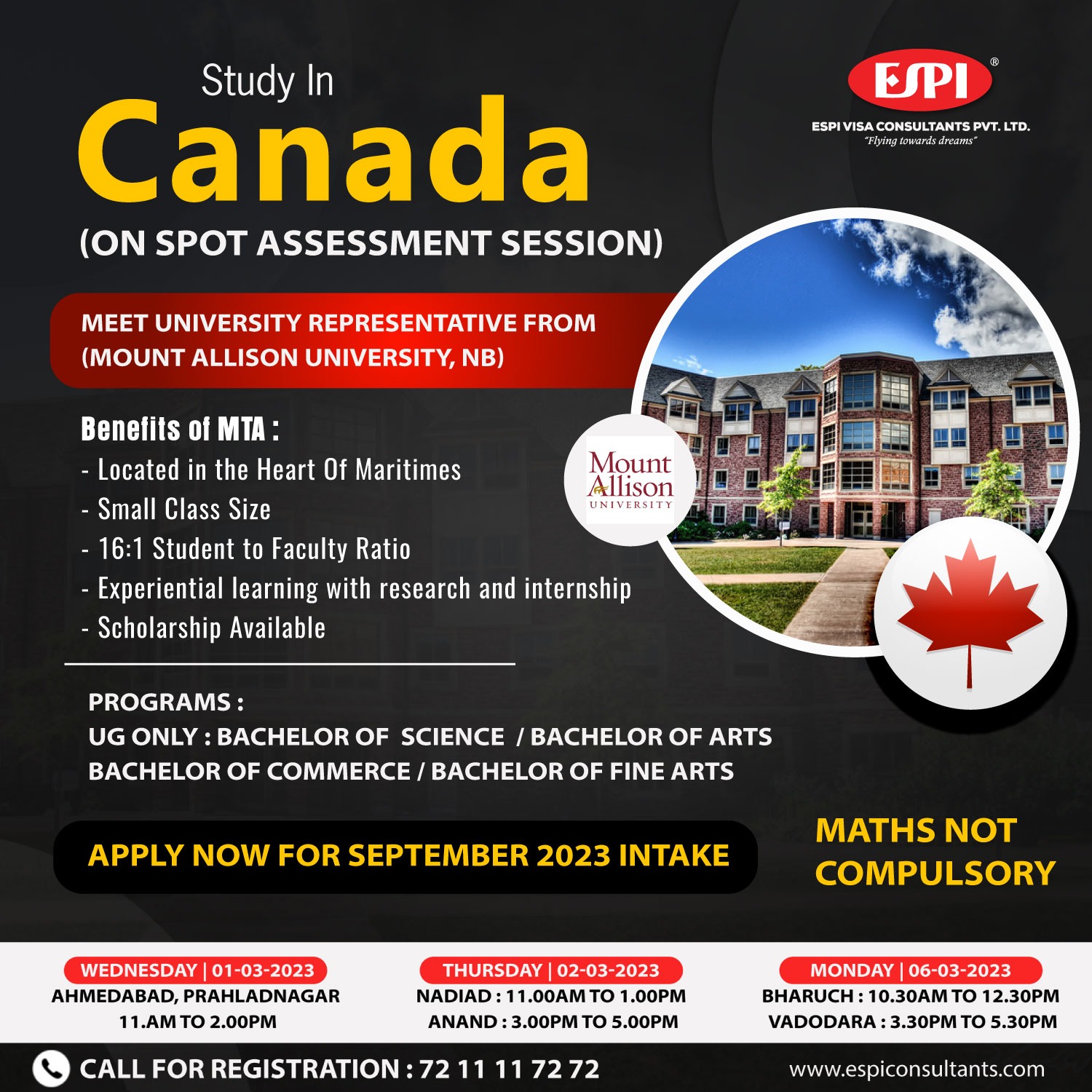 Apply Now for September 2023 Intake at Study in Canada, Vadodara, Gujarat, India