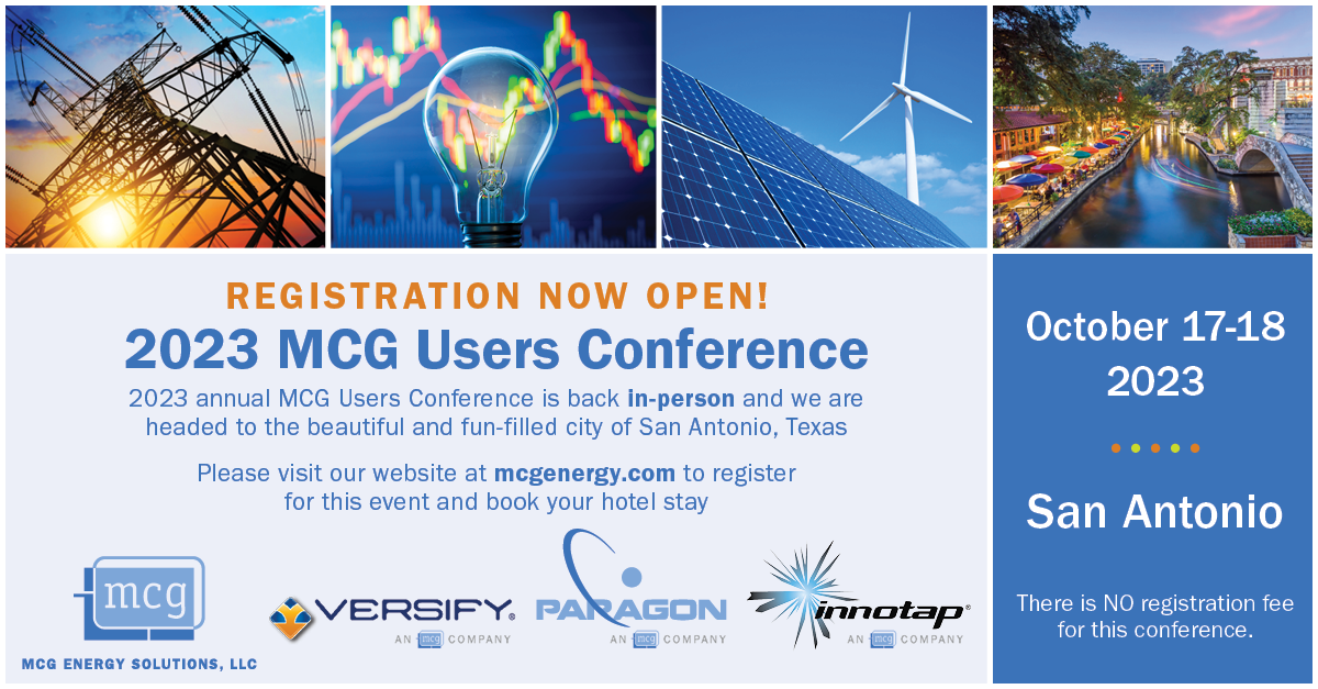 Register Here for the 2023 MCG Energy Users Conference, San Antonio, Texas, United States