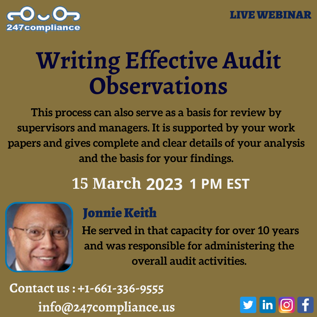 Writing Effective Audit Observations, Online Event