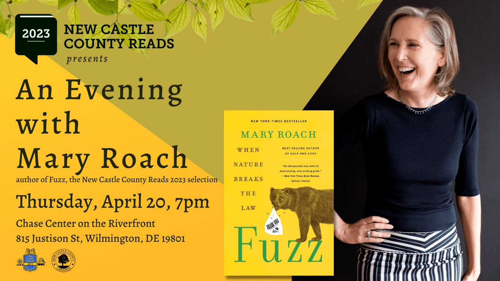 Evening with Mary Roach - New Castle County Reads, Wilmington, Delaware, United States