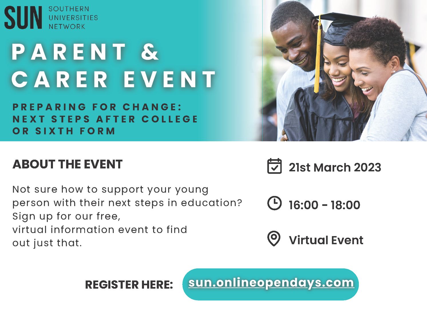 SUN Parent and Carer Event : Next Steps After College or Sixth Form, Online Event