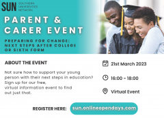 SUN Parent and Carer Event : Next Steps After College or Sixth Form