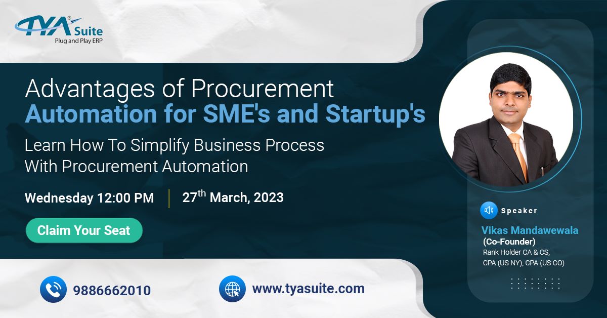 ADVANTAGES OF PROCUREMENT AUTOMATION FOR SME'S AND STARTUPS, Online Event