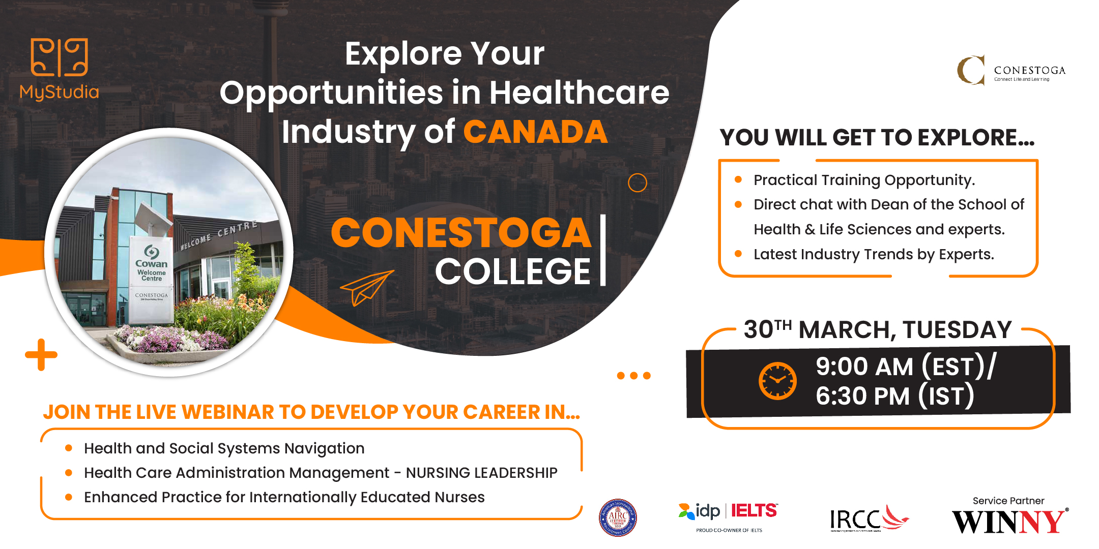 Conestoga College - Live Webinar to Develop your career in the Healthcare industry in Canada, Online Event