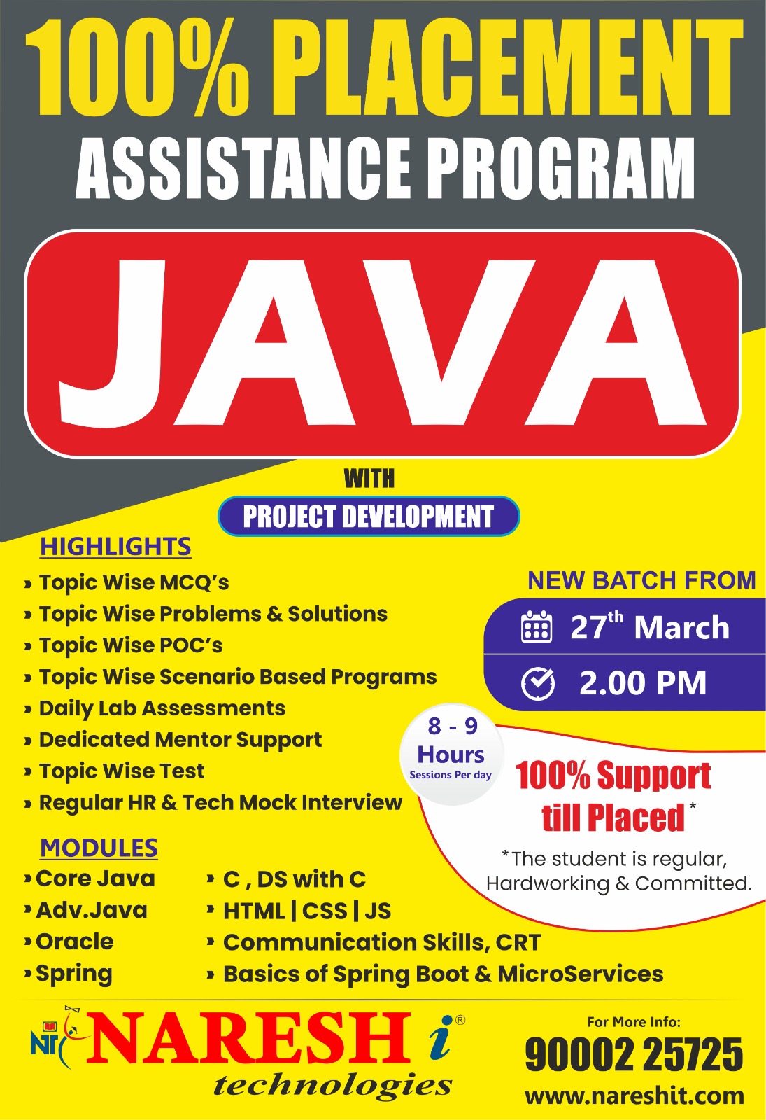 Best Placement Assistance Program Java Training Institute in Hyderabad, Online Event