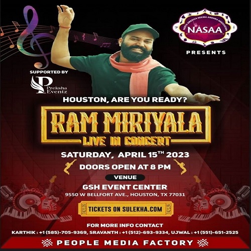 Ram Miriyala Live In Concert Houston, Houston, TX, United States