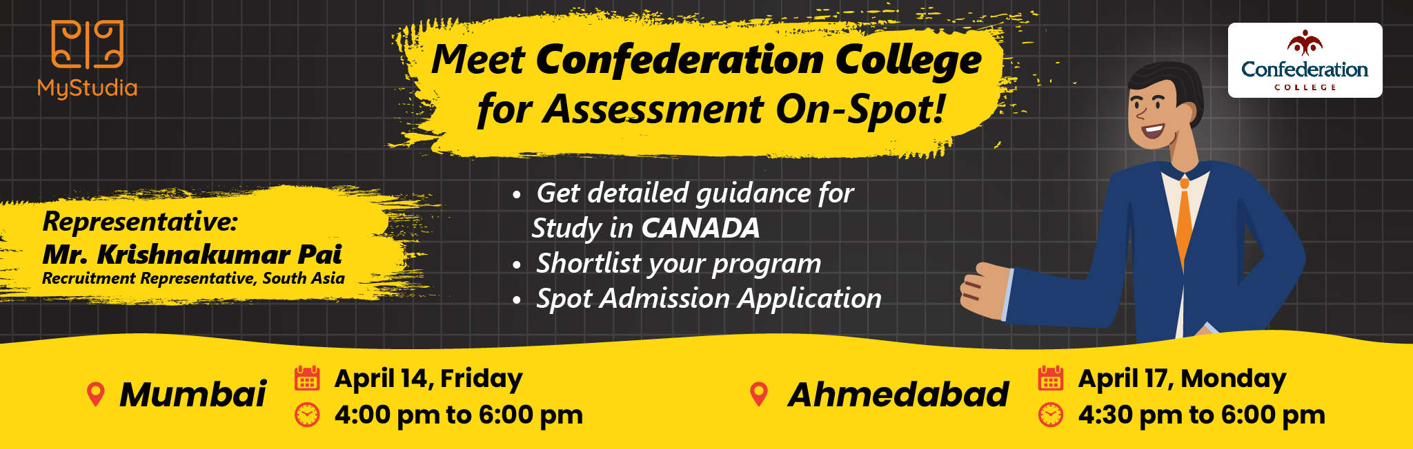 Meet Confederation College, Canada for assessment On-Spot at Mumbai, Mumbai, Maharashtra, India