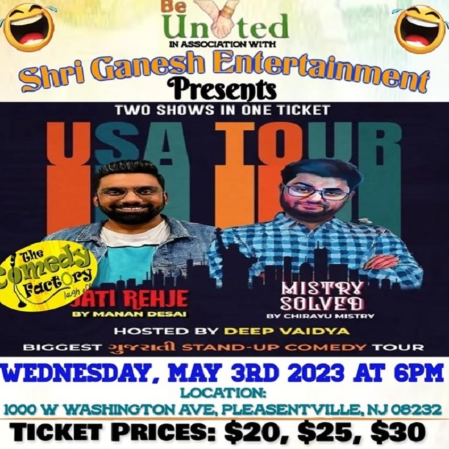 Gujarati Stand Up Comedy Show - by Manan Desai & Chiray, Pleasantville, NJ, United States