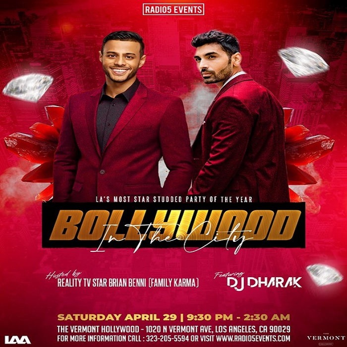 Bollywood in the City hosted by Brian Benni (Family Karma) feat. DJ DHARAK!, Los Angeles, CA, United States