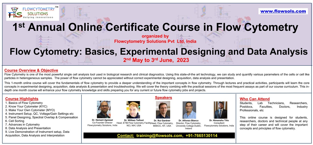 1st Annual Online Certificate Course in Flow Cytometry, 2nd May-3rd June, Online Event