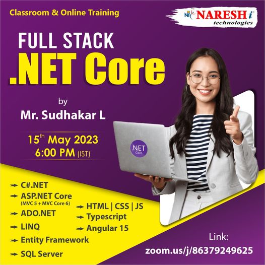 Free Demo On Full Stack Dot Net Core by Mr. Sudharkar L - NareshIT, Online Event