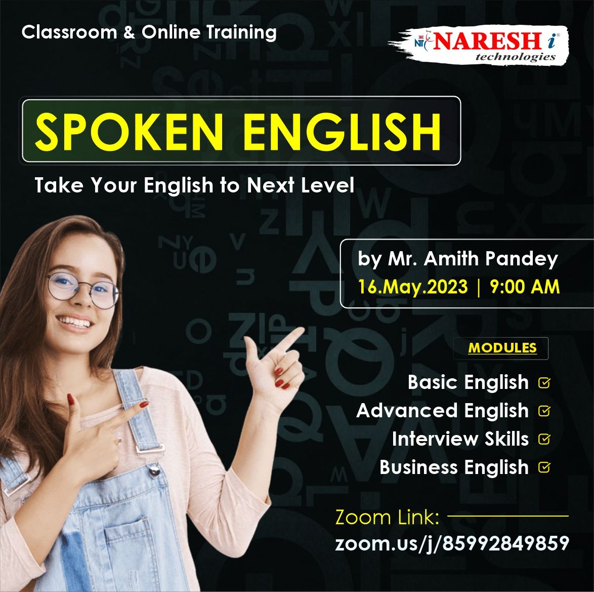 Free Demo On Spoken English By Mr. Amit Pandey - NareshIT, Online Event