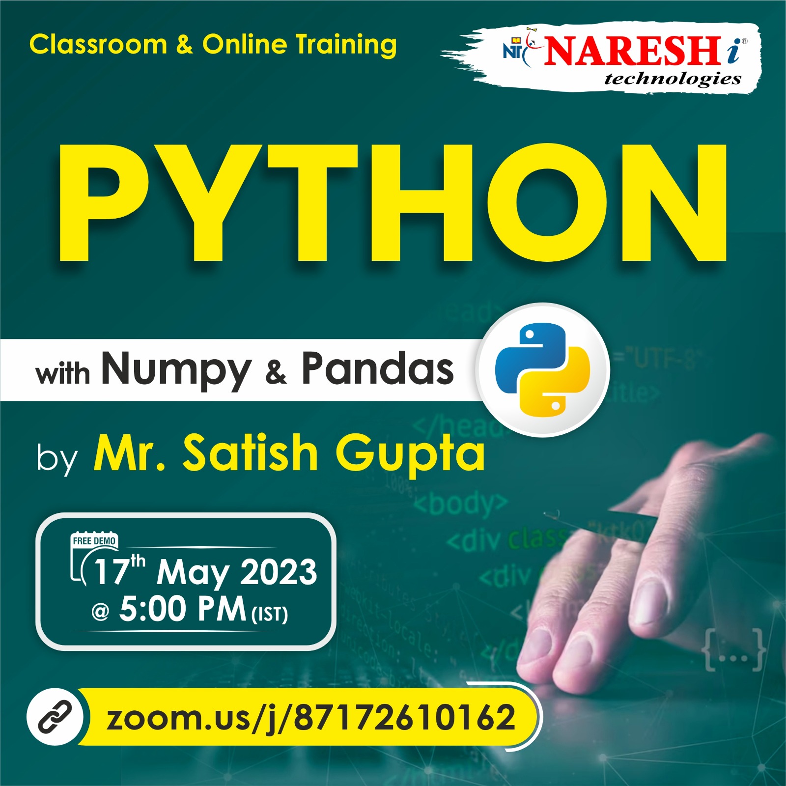 Free Online Demo On Python by Mr.Satish Gupta NareshIT, Online Event