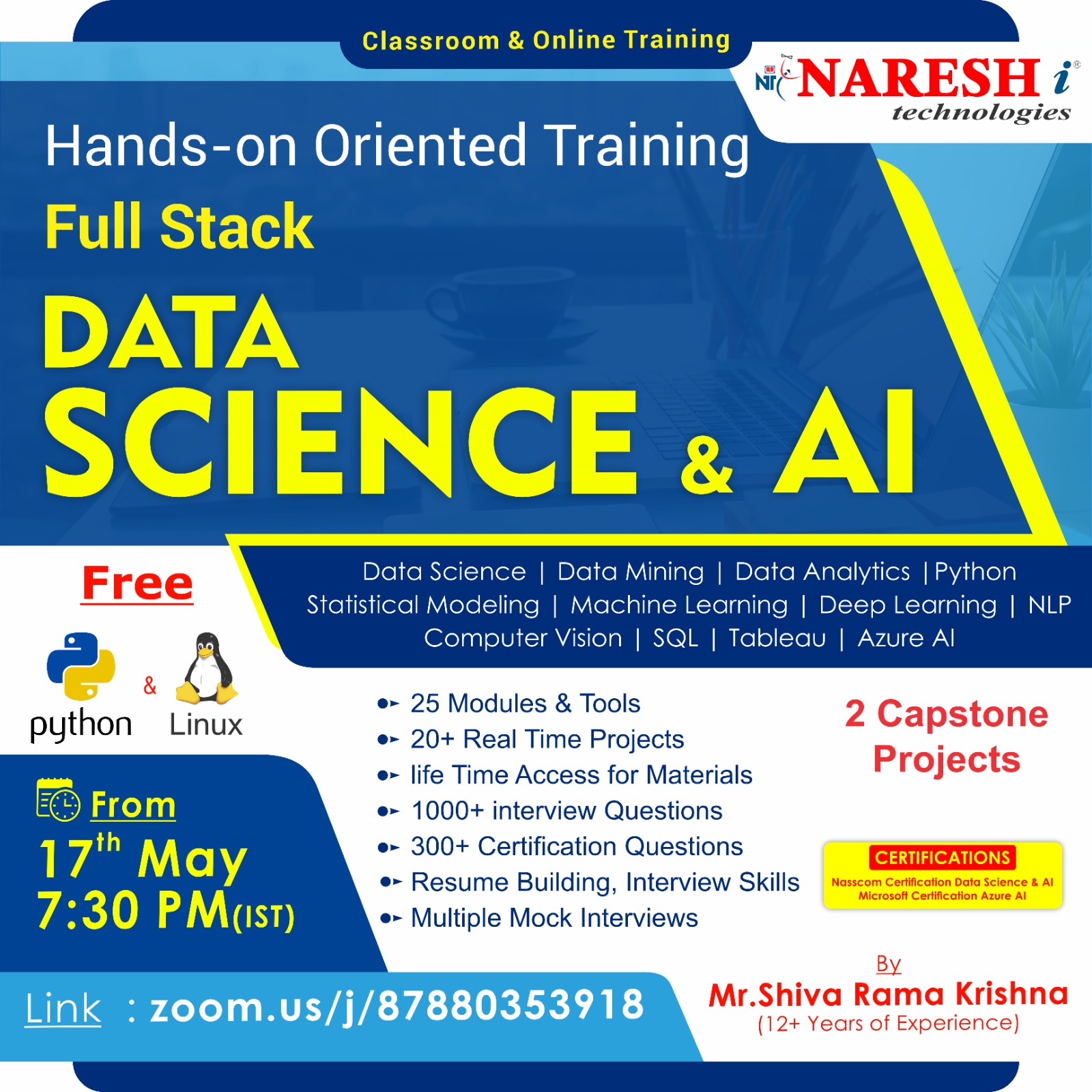Free Demo On Full Stack Data Science & AI by Mr. shiva Rama Krishna - NareshIT, Online Event