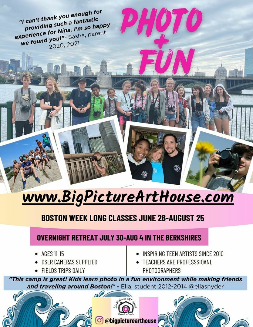 Big Picture Art House Youth Summer Photo Classes- ages 11-15, Jamaica Plain, Massachusetts, United States