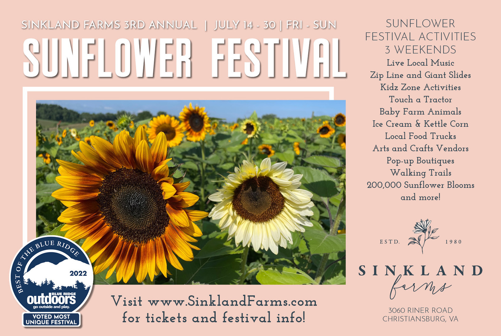 Sinkland Farms 3rd Annual Sunflower Festival, Christiansburg, Virginia, United States
