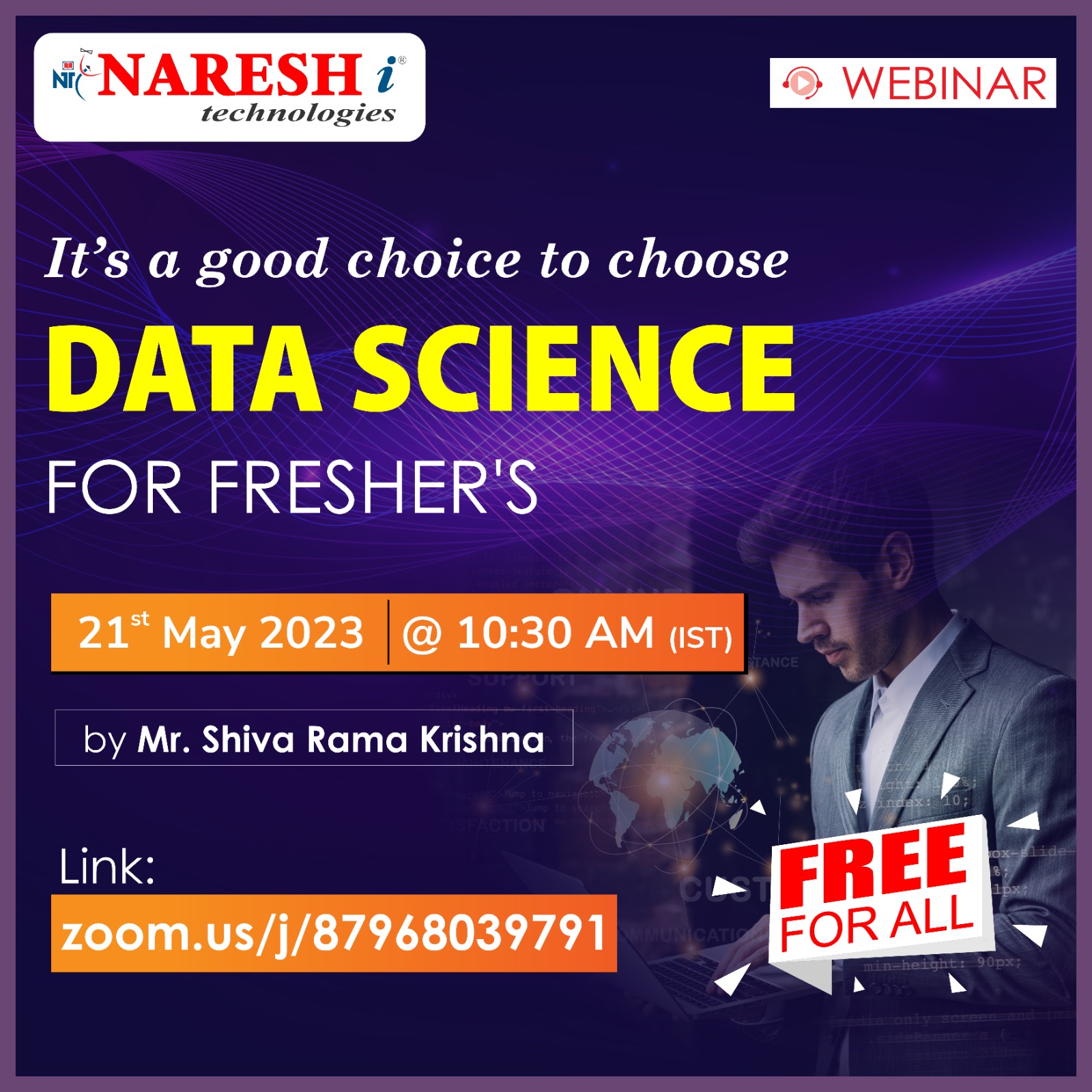 Free Online  Webinar on Data Science For Fresher's in NareshIT, Online Event