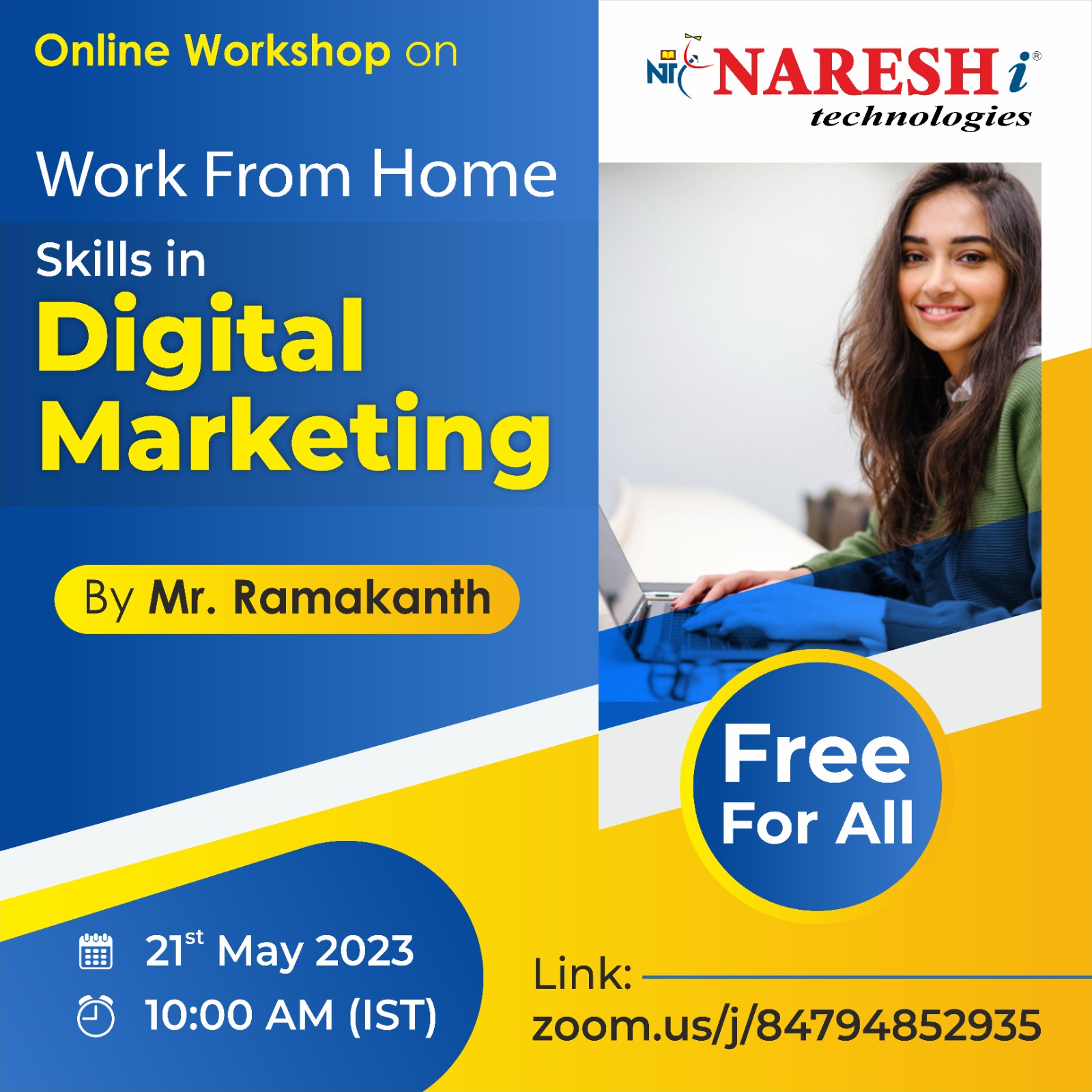 Free Workshop On Work From Home Skills in Digital Marketing - NareshIT, Online Event