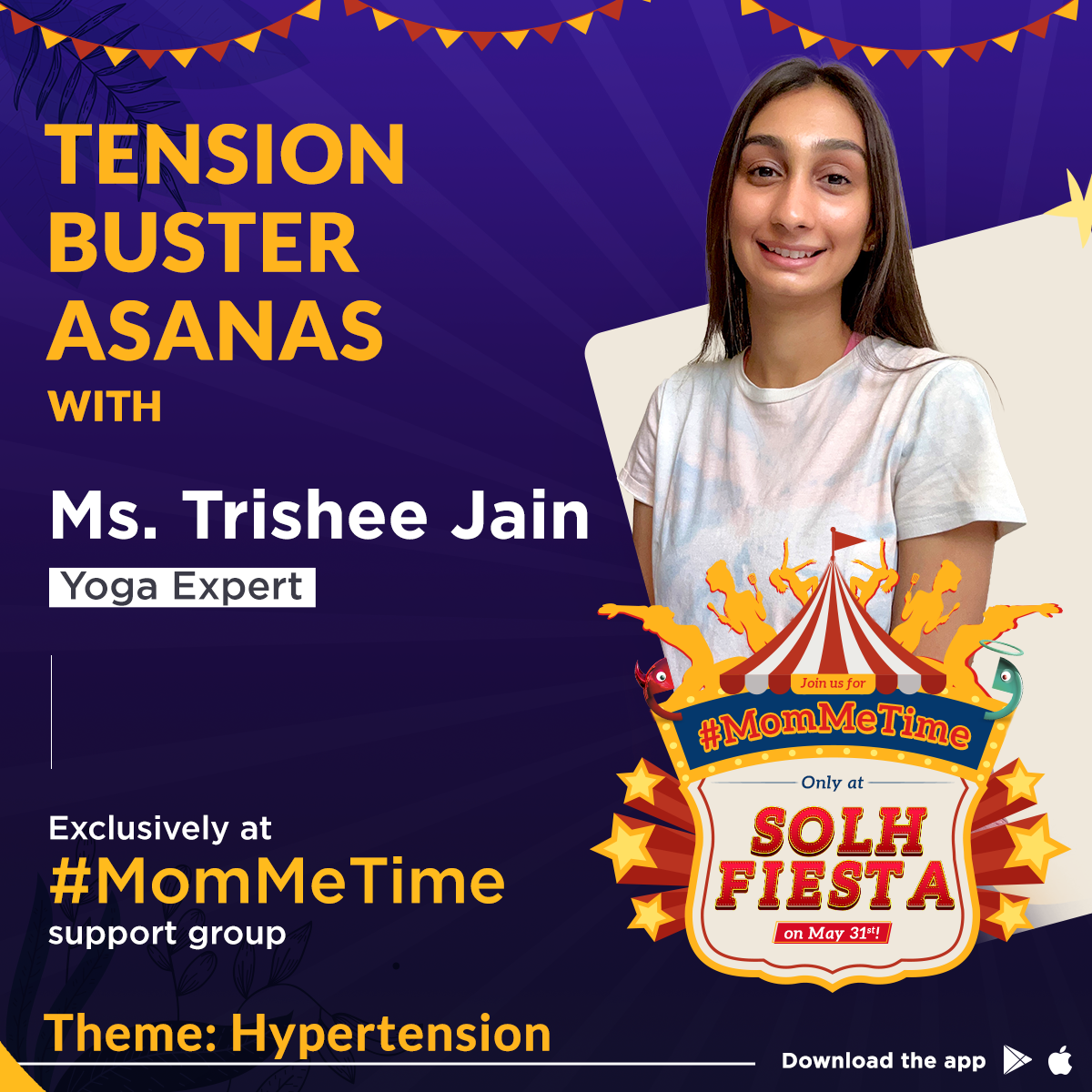 Tension Buster Asanas by Trishee Jain | Solh Fiesta, Online Event