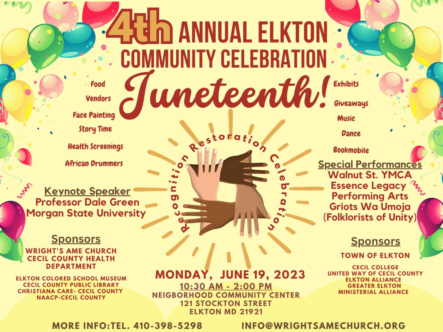 4th Annual Elkton Juneteenth Celebration -June 19 @ Neighborhod Community Center, Elkton, Maryland, United States