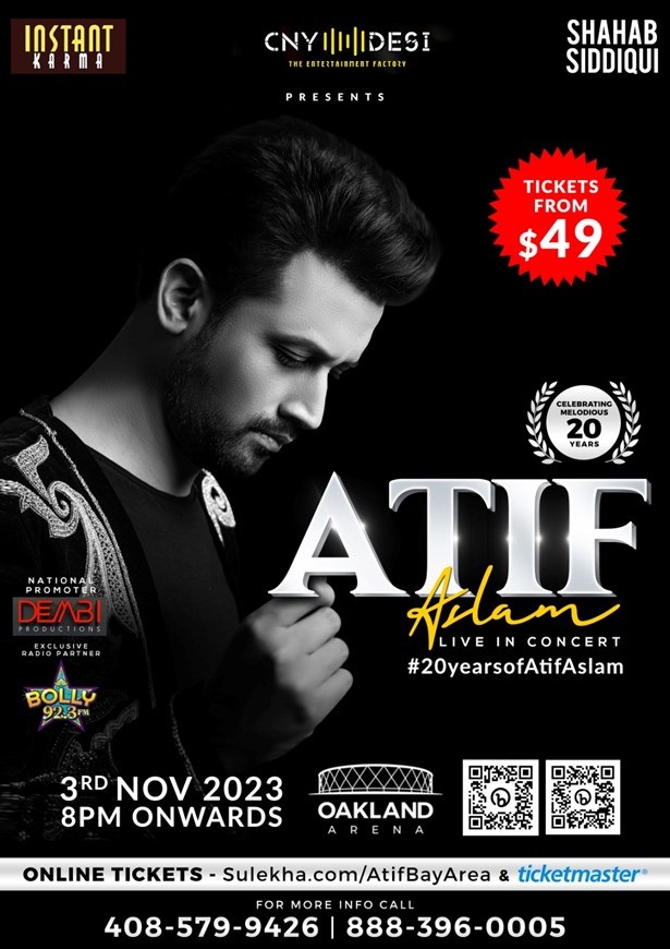 Atif Aslam Live Concert 2023 Bay Area, Oakland,,California,United States