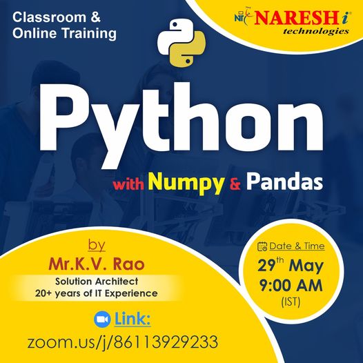 Free Demo On Python by Mr.K.V Rao in NareshIT - 8179191999, Online Event