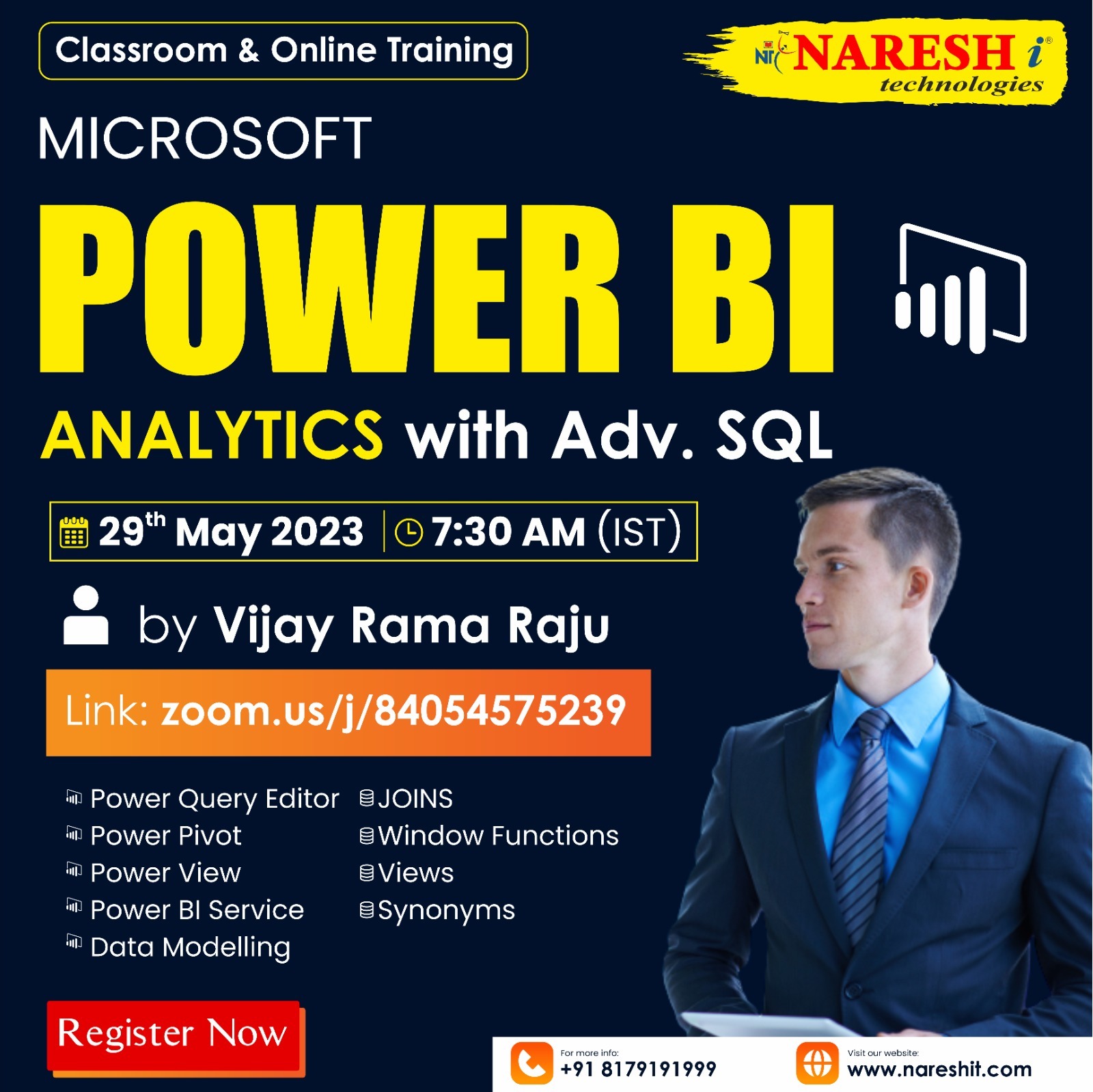 Free Demo On Power BI Analytics with Adv. SQL in NareshIT - 8179191999, Online Event