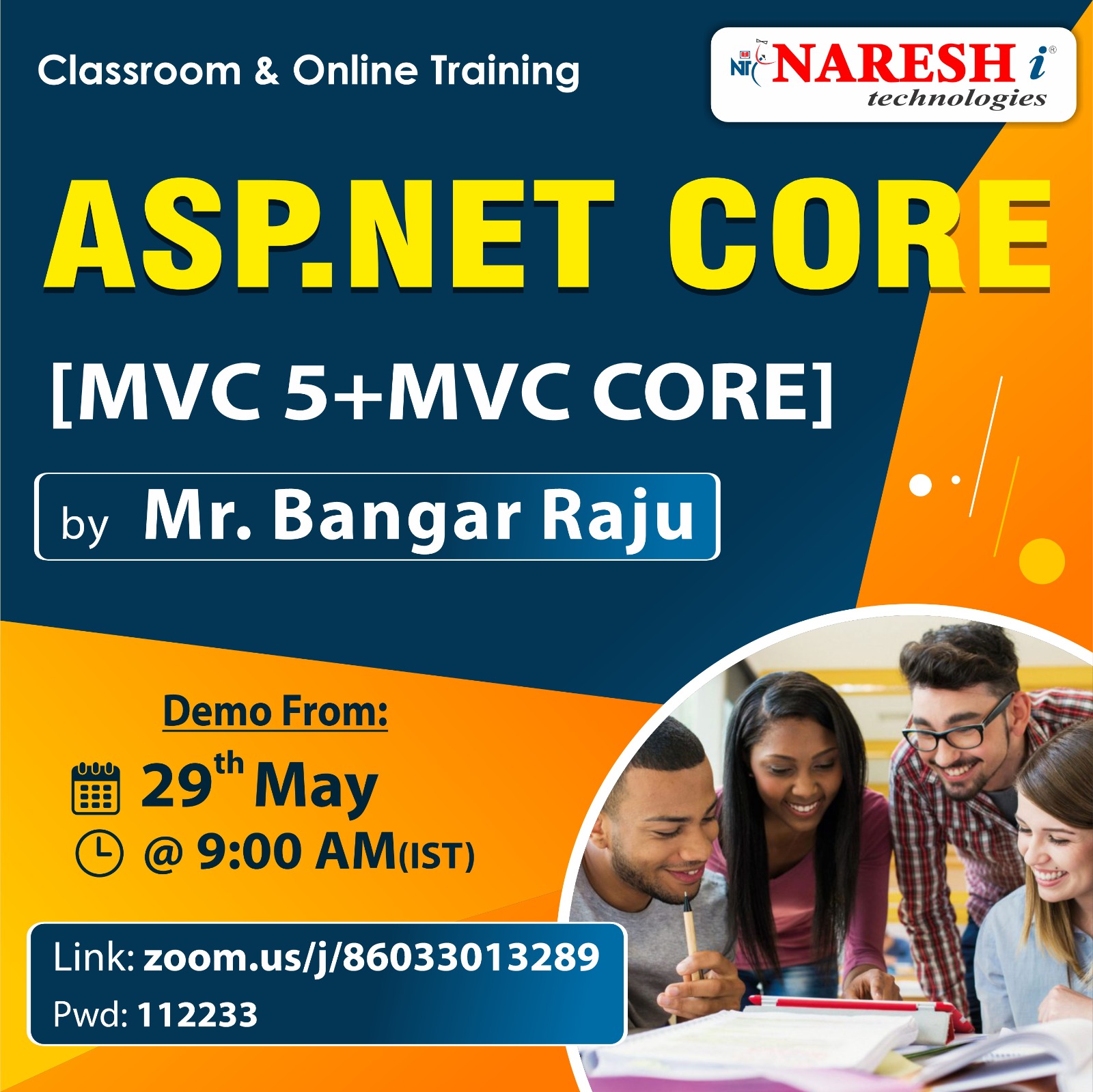 Free Demo On ASP. Net Core MVC 5 + MVC Core in NareshIT - 8179191999, Online Event