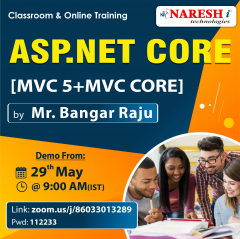 Free Demo On ASP. Net Core MVC 5 + MVC Core in NareshIT - 8179191999
