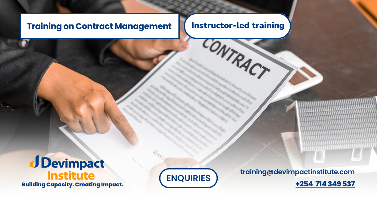 Training on Contract Management, Devimpact Institute, Nairobi, Kenya