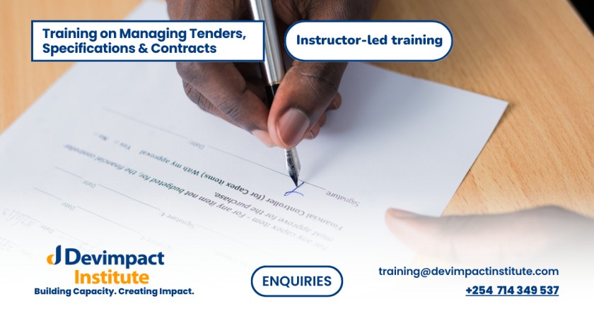 Managing Tenders, Specifications & Contracts Training, Devimpact Institute, Nairobi, Kenya
