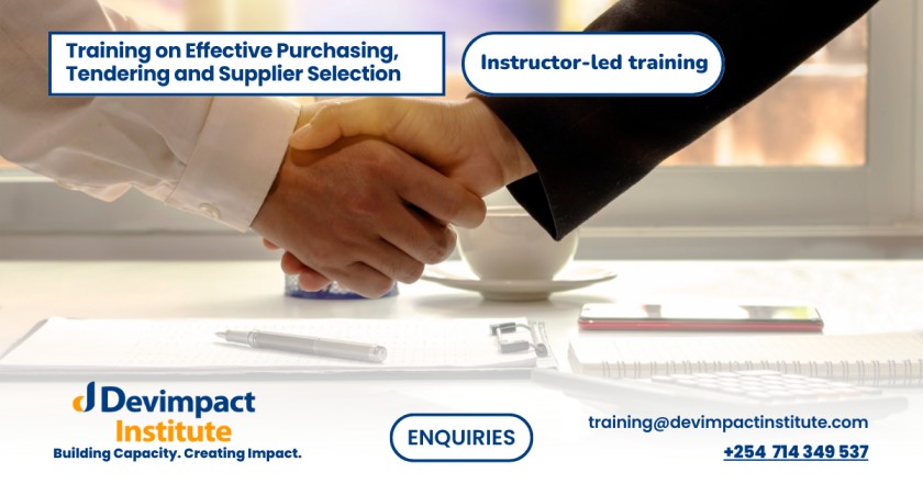 Training on Effective Purchasing, Tendering and Supplier Selection, Devimpact Institute, Nairobi, Kenya
