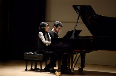 Pianists Mitsuko Uchida and Jonathan Biss, presented by Princeton University Concerts, Princeton, New Jersey, United States