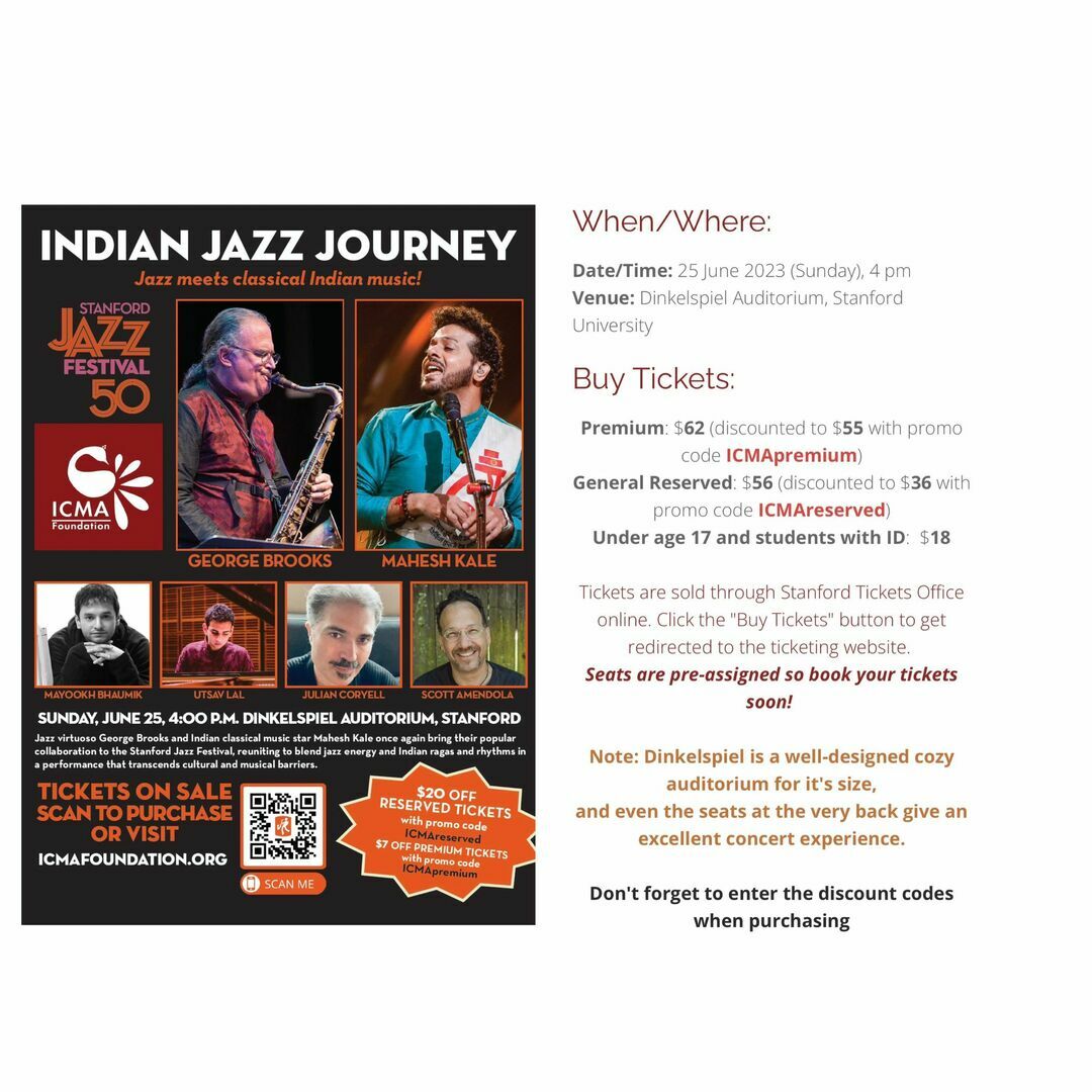 Indian Jazz Journey - Jazz meets classical Indian music, Stanford, California, United States