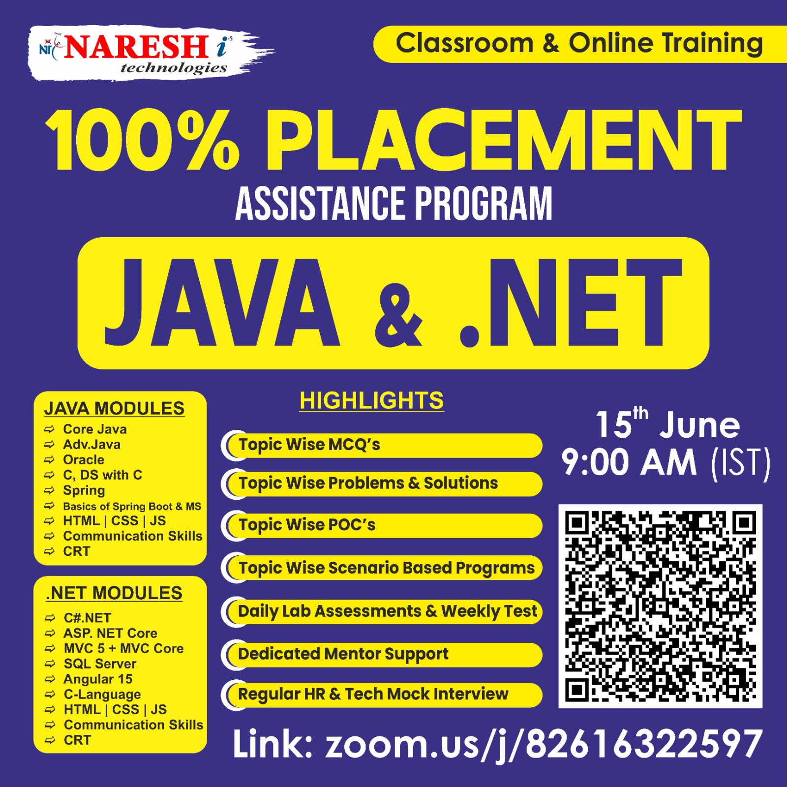 100% Placement Assistance Program On Java Developer & Dot Net, Online Event