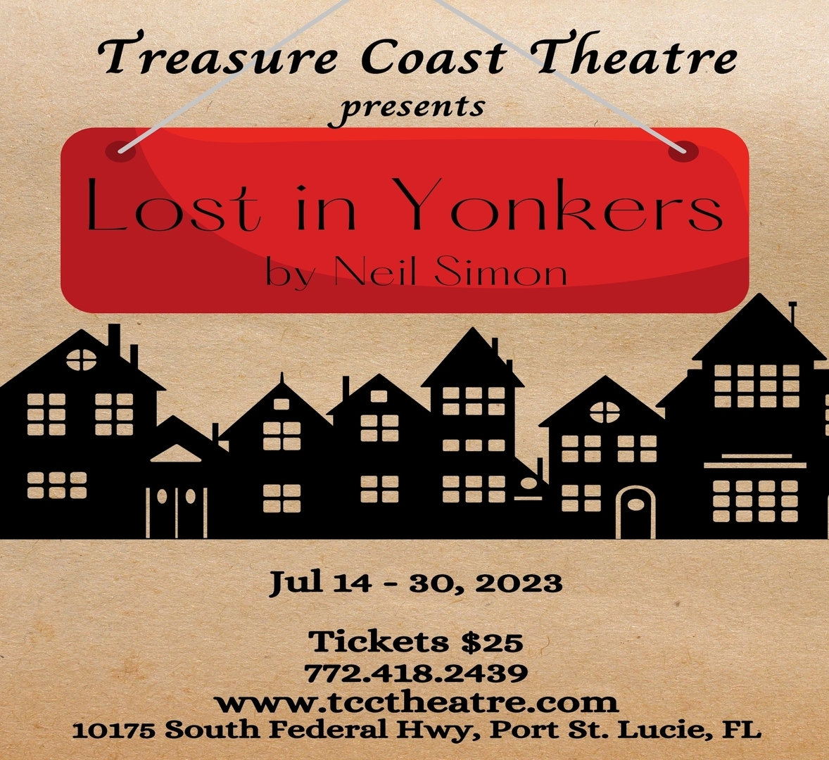 Treasure Coast Theatre presents the Tony Award and Pulitzer Prize winning comedy "Lost in Yonkers", Port St. Lucie, Florida, United States