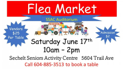 Flea Market June 17th Sechelt Seniors Activity Centre