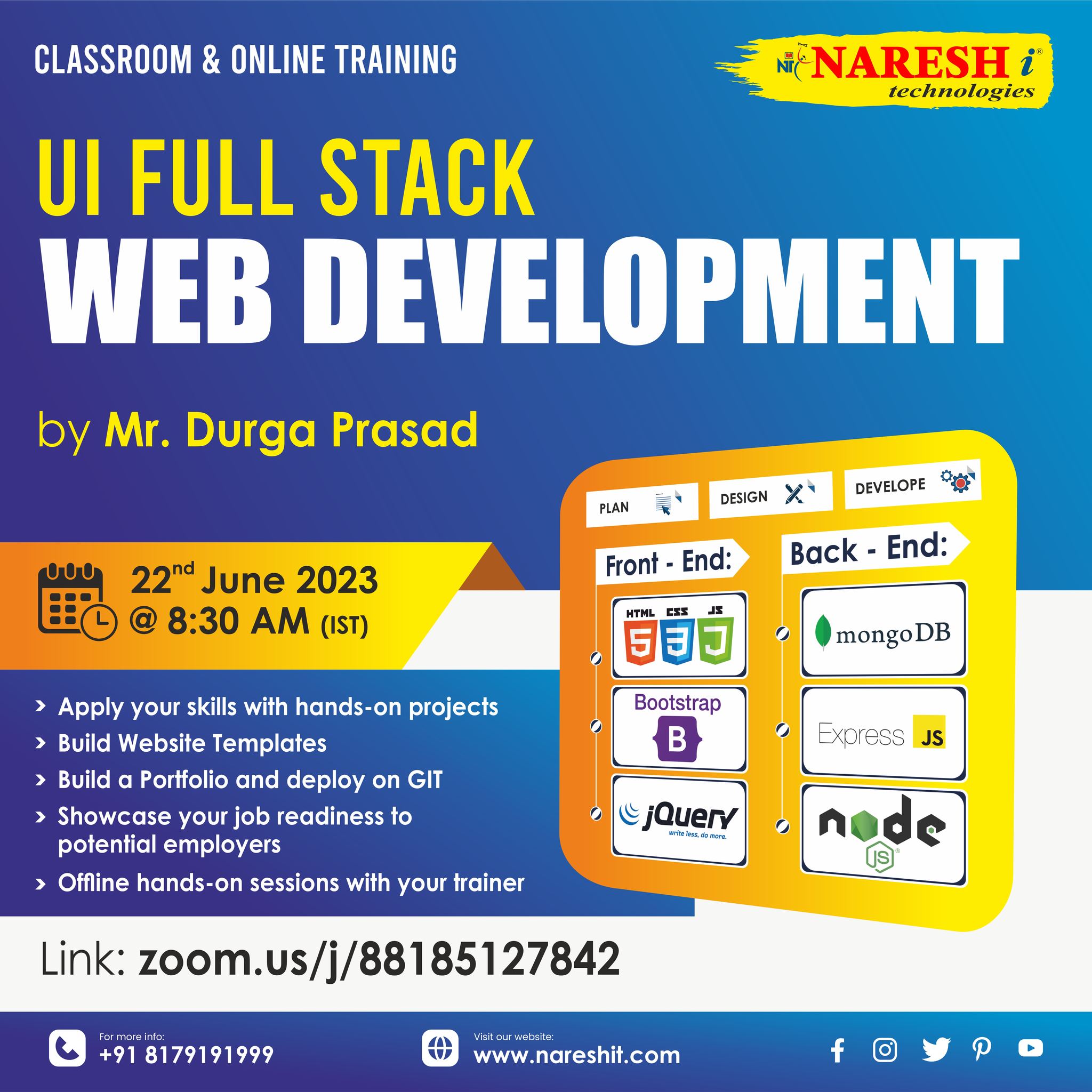 Free Online Demo On UI Full Stack Web Development - NareshIT, Online Event