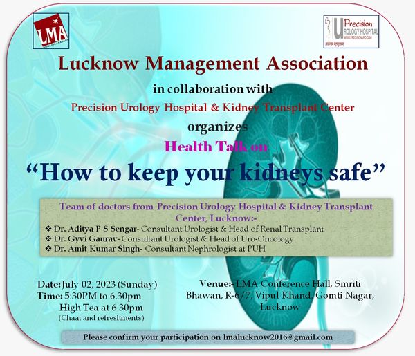 Health Talk On “How to keep your Kidneys Safe”, Lucknow, Uttar Pradesh, India