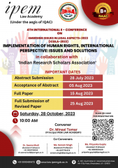 4th International E-Conference on Emerging Issues in Legal Aspects-2023 "Implementation of Human Rights. International Perspective: Issues and Solutions" on 28th October 2023