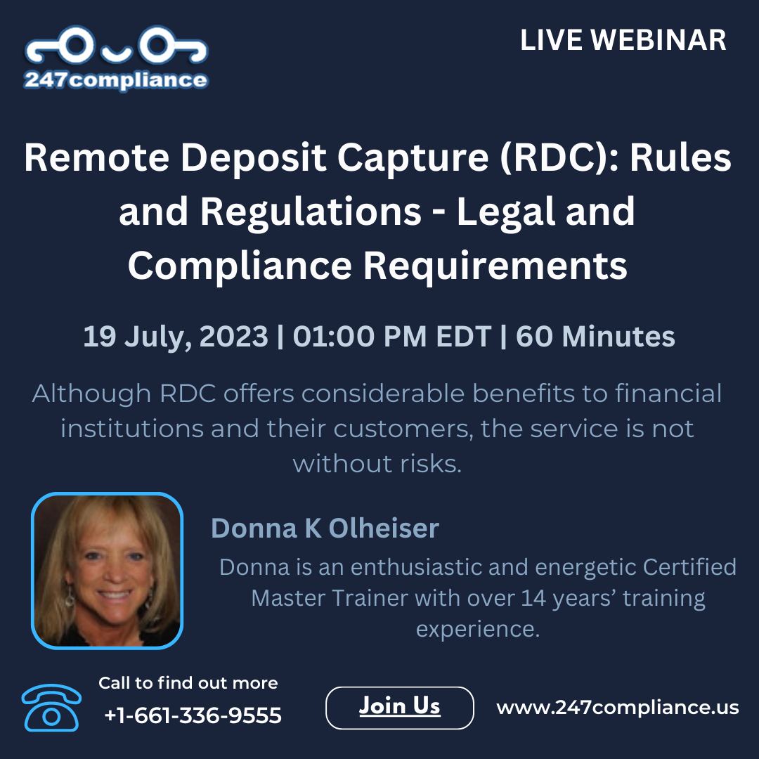 Remote Deposit Capture (RDC): Rules and Regulations - Legal and Compliance Requirements, Online Event